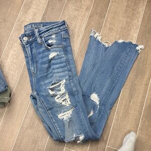 American Eagle Outfitters Women's Ripped Blue Skinny Jeans
